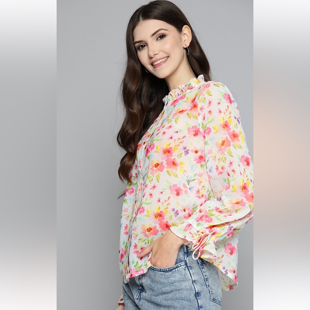 Floral Button-Up Blouse